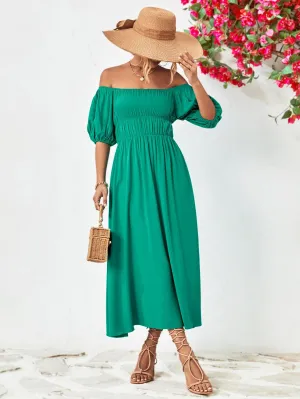 Hazel Blues® |  Off-Shoulder Balloon Sleeve Midi Dress