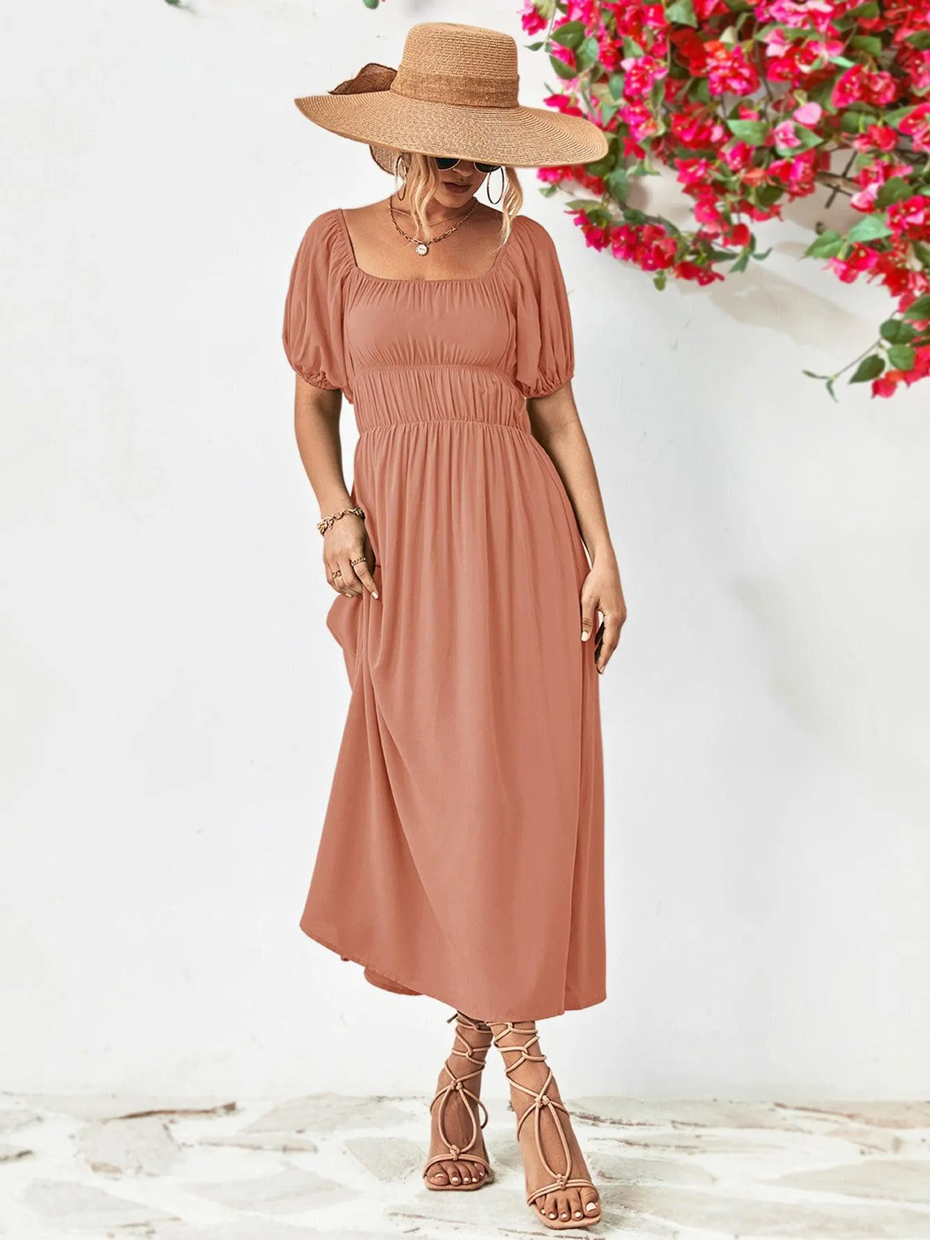 Hazel Blues® |  Off-Shoulder Balloon Sleeve Midi Dress