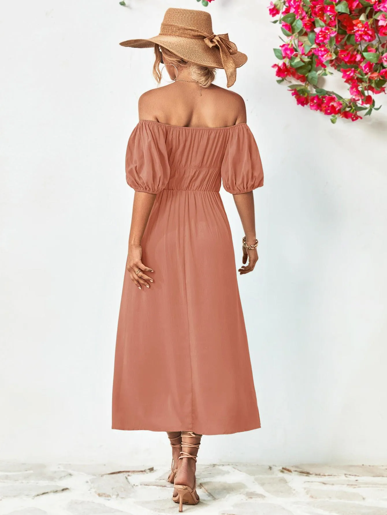 Hazel Blues® |  Off-Shoulder Balloon Sleeve Midi Dress