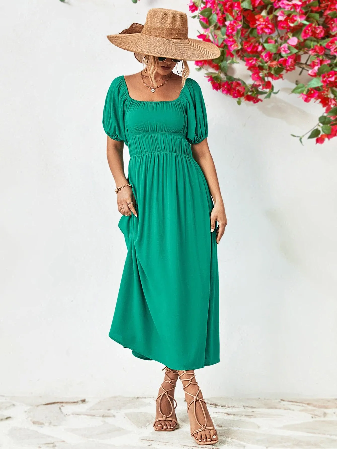 Hazel Blues® |  Off-Shoulder Balloon Sleeve Midi Dress