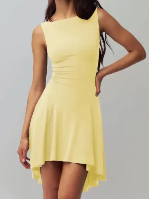 High-Low Round Neck Sleeveless Dress