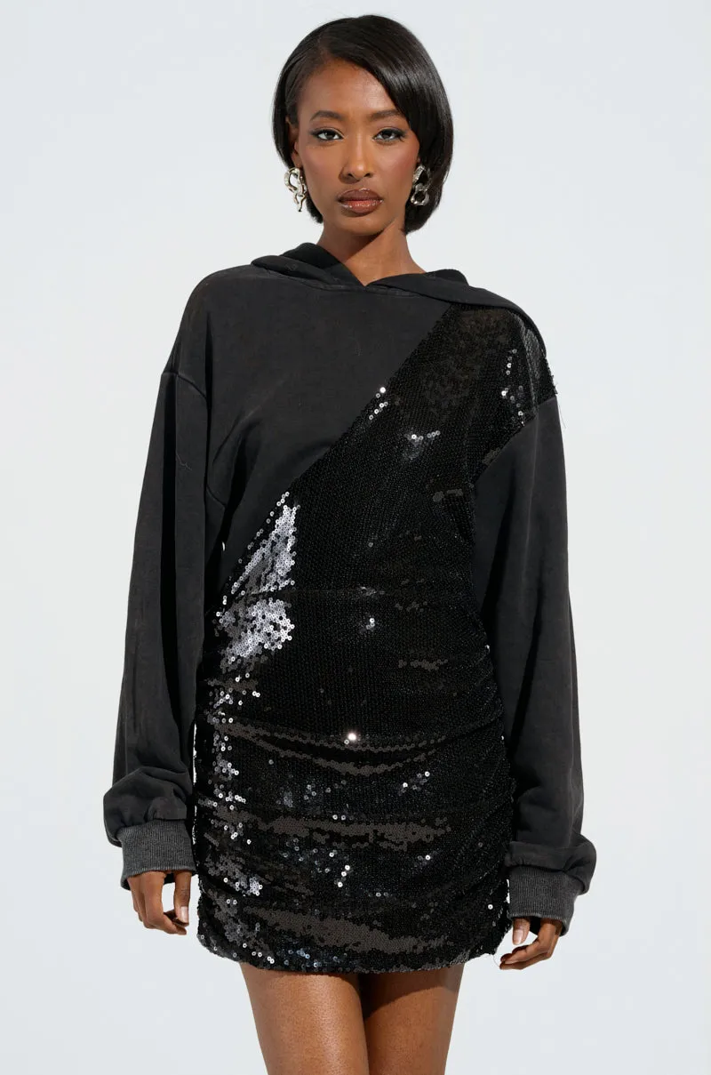IN HA MOOD FRENCH TERRY SEQUIN EMBELLISHED MINI DRESS