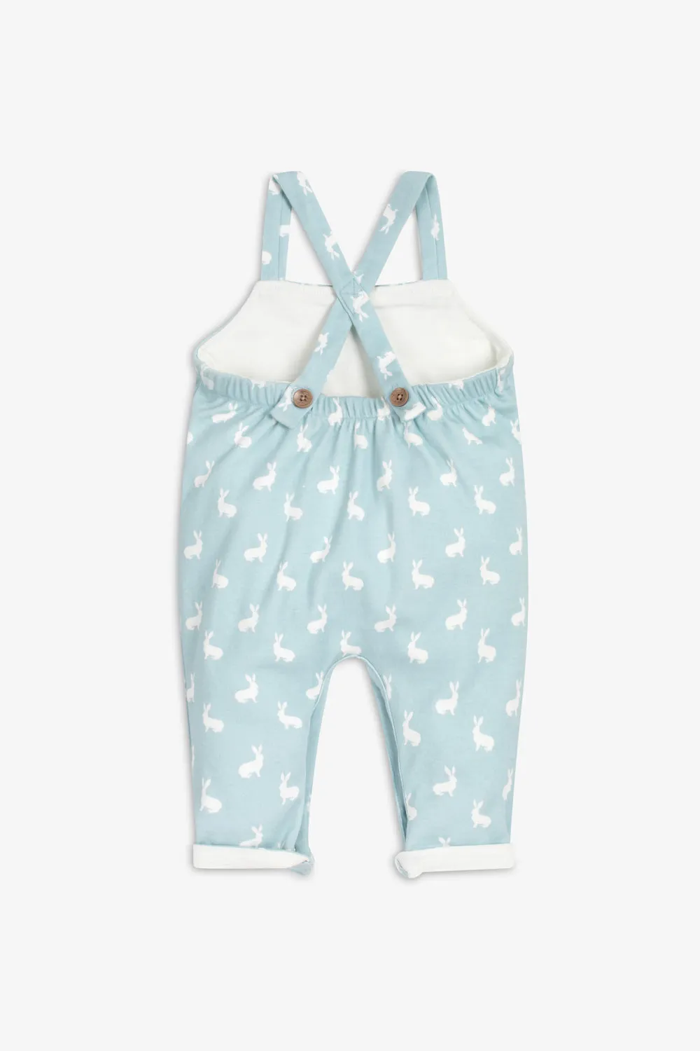 Jersey Dungaree, sky blue hare print