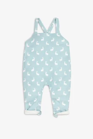 Jersey Dungaree, sky blue hare print
