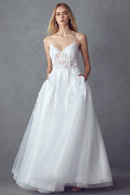 Juliet JT2482SW Floor Length A-Line Lace/Tulle Wedding Ball Gown