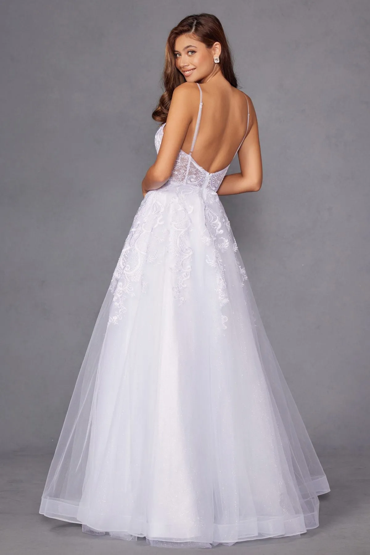 Juliet JT2482SW Floor Length A-Line Lace/Tulle Wedding Ball Gown