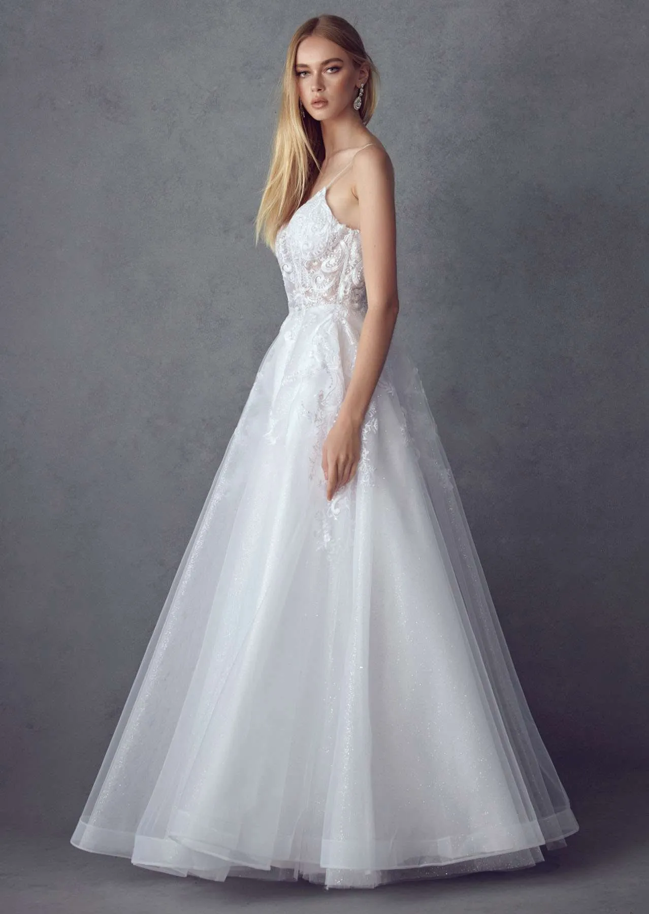 Juliet JT2482SW Floor Length A-Line Lace/Tulle Wedding Ball Gown