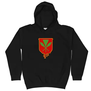 Kanaka Maoli Crest - Red with Yellow Border *KIDS HOODIE*