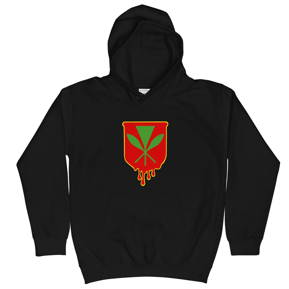 Kanaka Maoli Crest - Red with Yellow Border *KIDS HOODIE*
