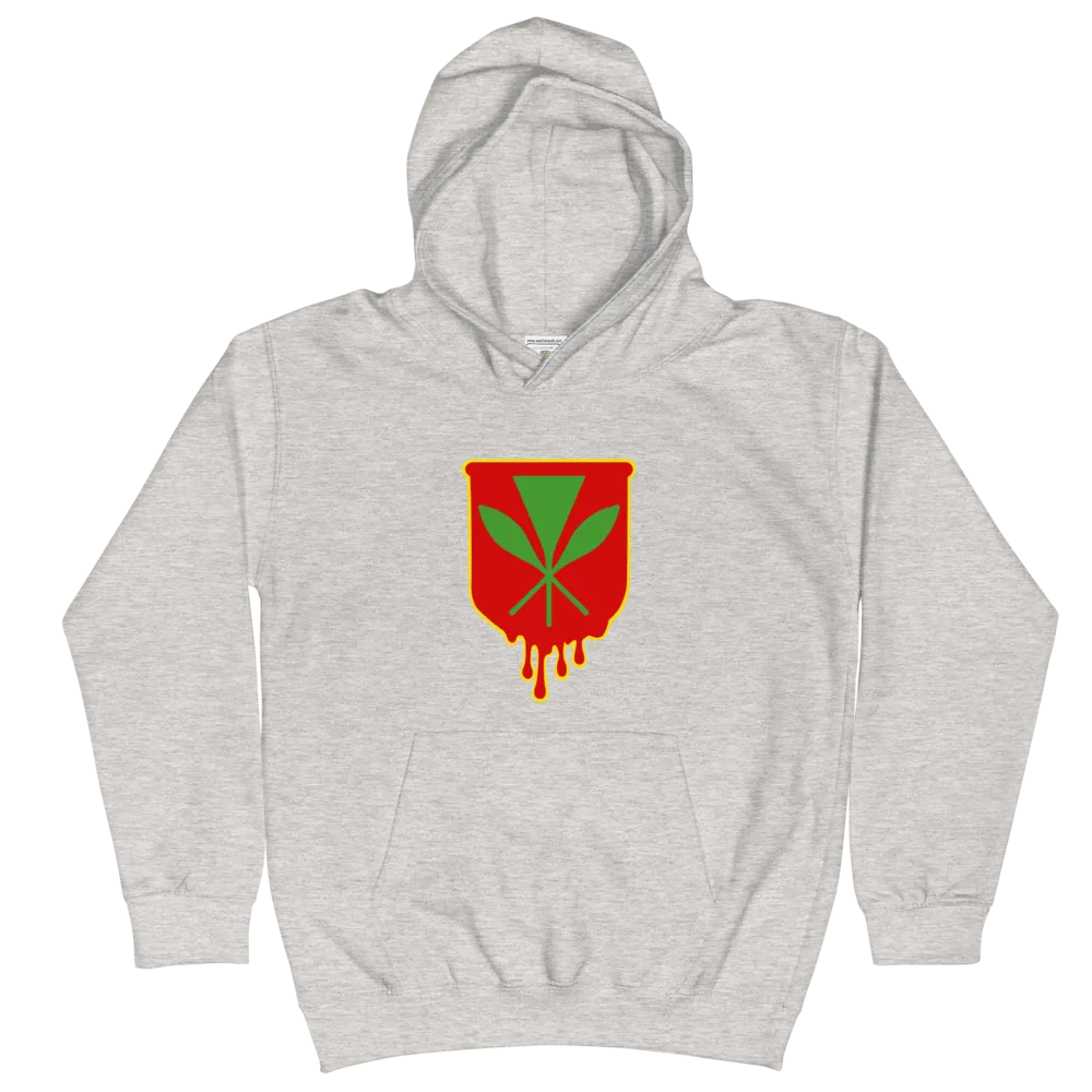 Kanaka Maoli Crest - Red with Yellow Border *KIDS HOODIE*