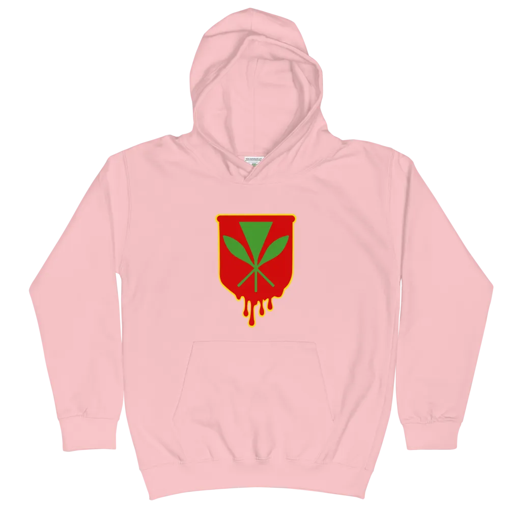 Kanaka Maoli Crest - Red with Yellow Border *KIDS HOODIE*