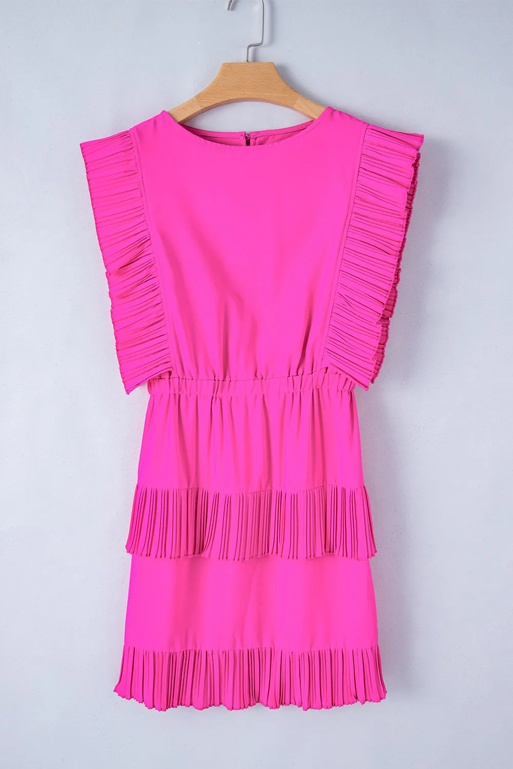 Kennedy Ruched Round Neck Cap Sleeve Mini Dress