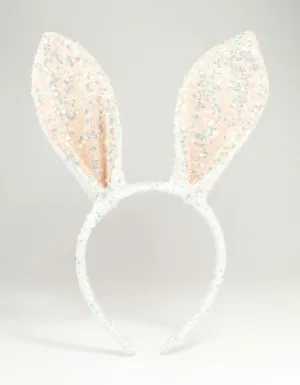 Kids Sequin Fabric Bunny Ears Headband