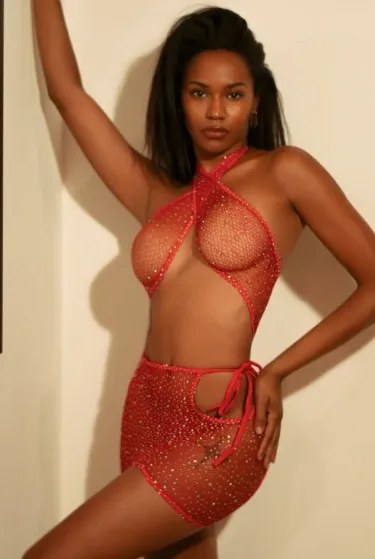 Killer Legs Wrap Around Rhinestone Bodystocking With Thong - Orange 818JT34