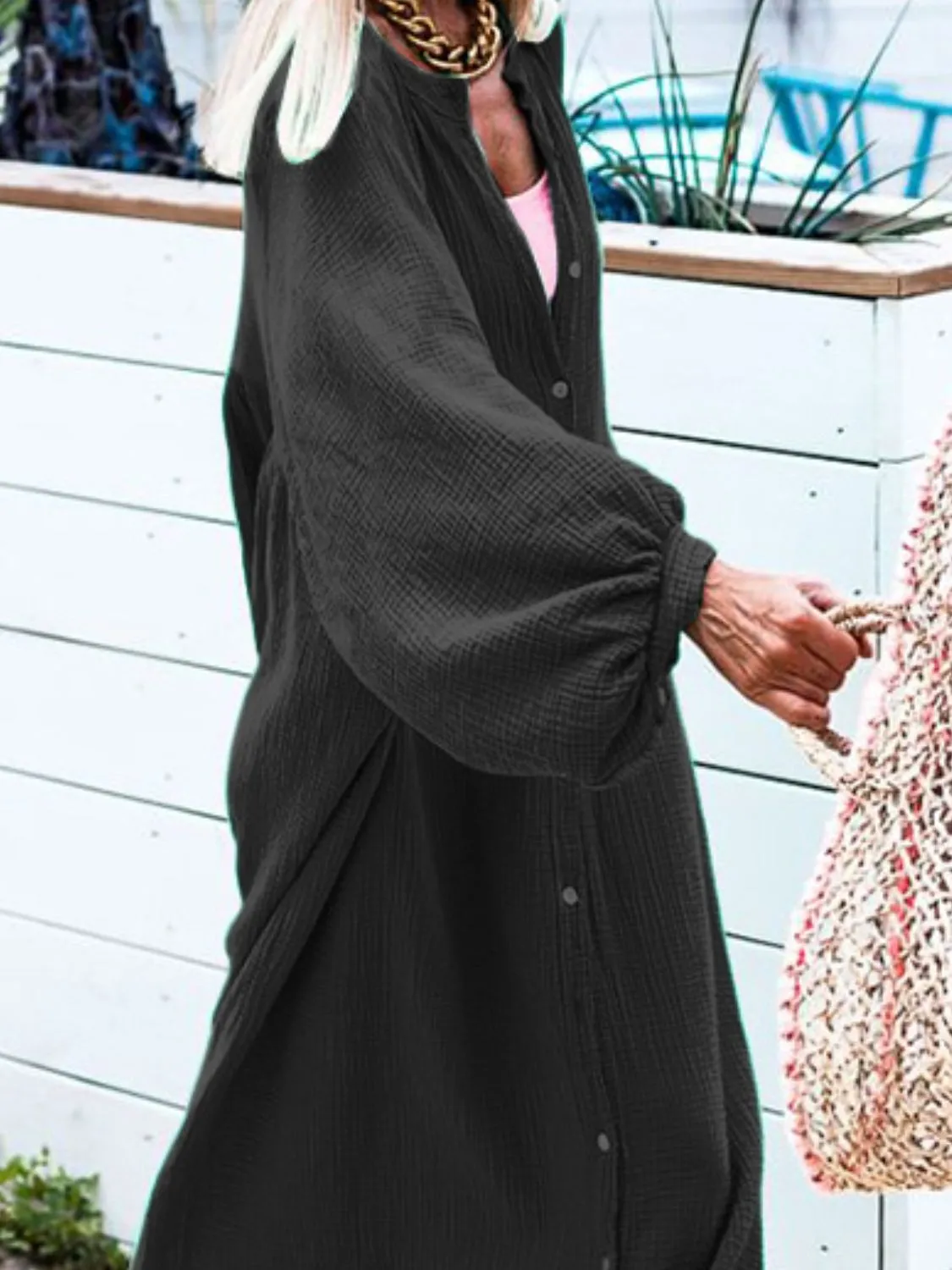 Lainey Button Down Long Sleeve Maxi Shirt Dress