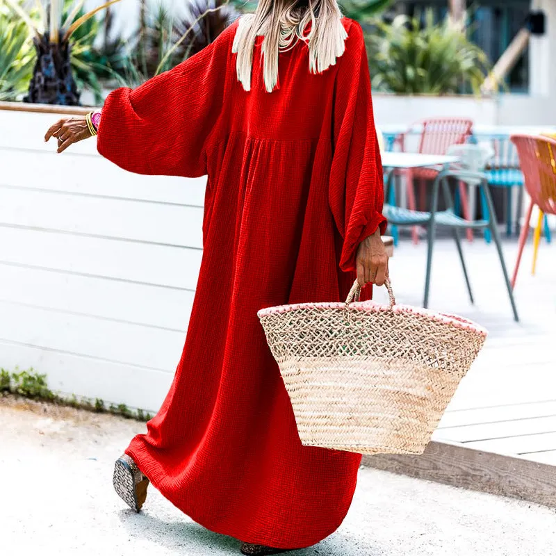Lainey Button Down Long Sleeve Maxi Shirt Dress