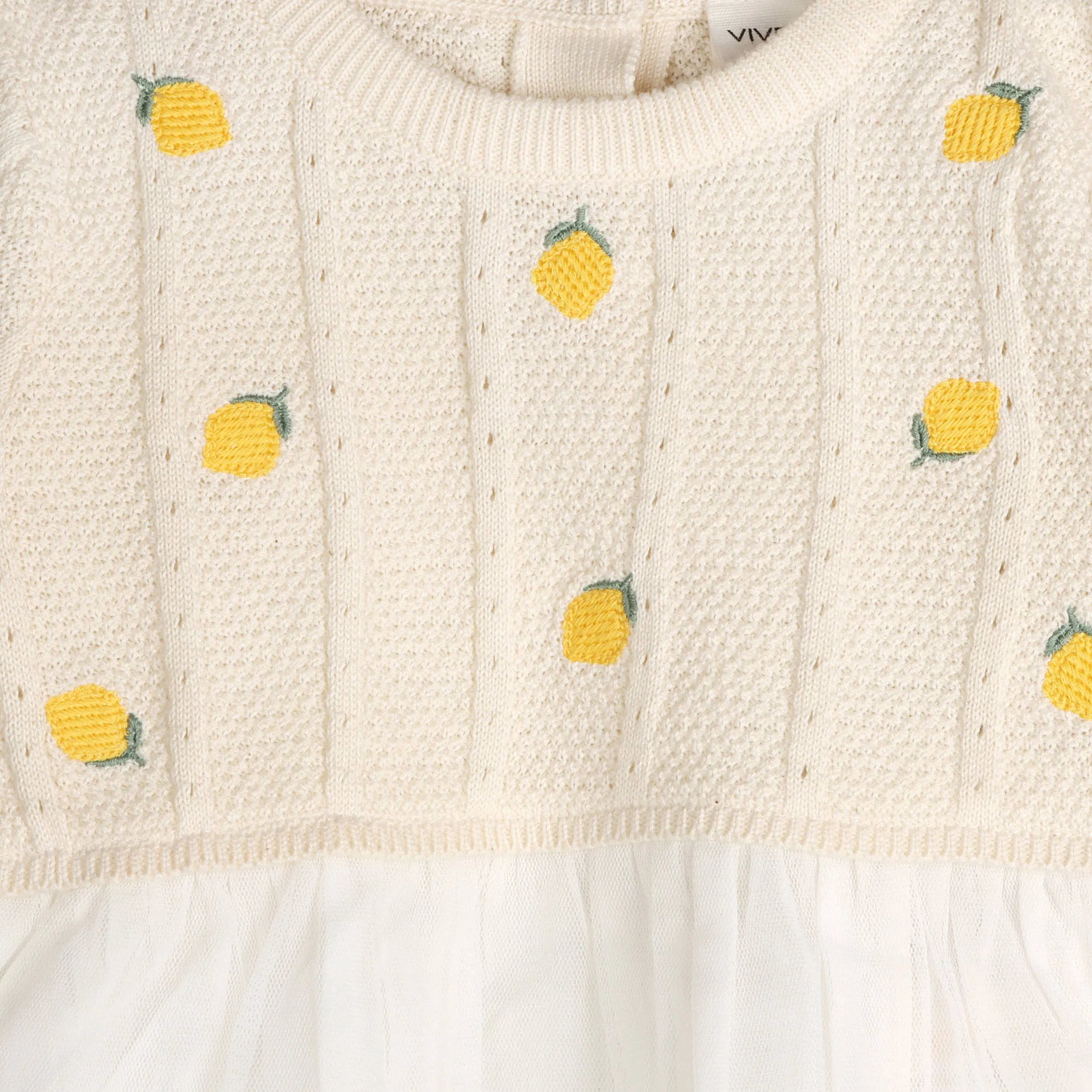 Lemon Embroidered Cable Knit Tutu Baby Dress