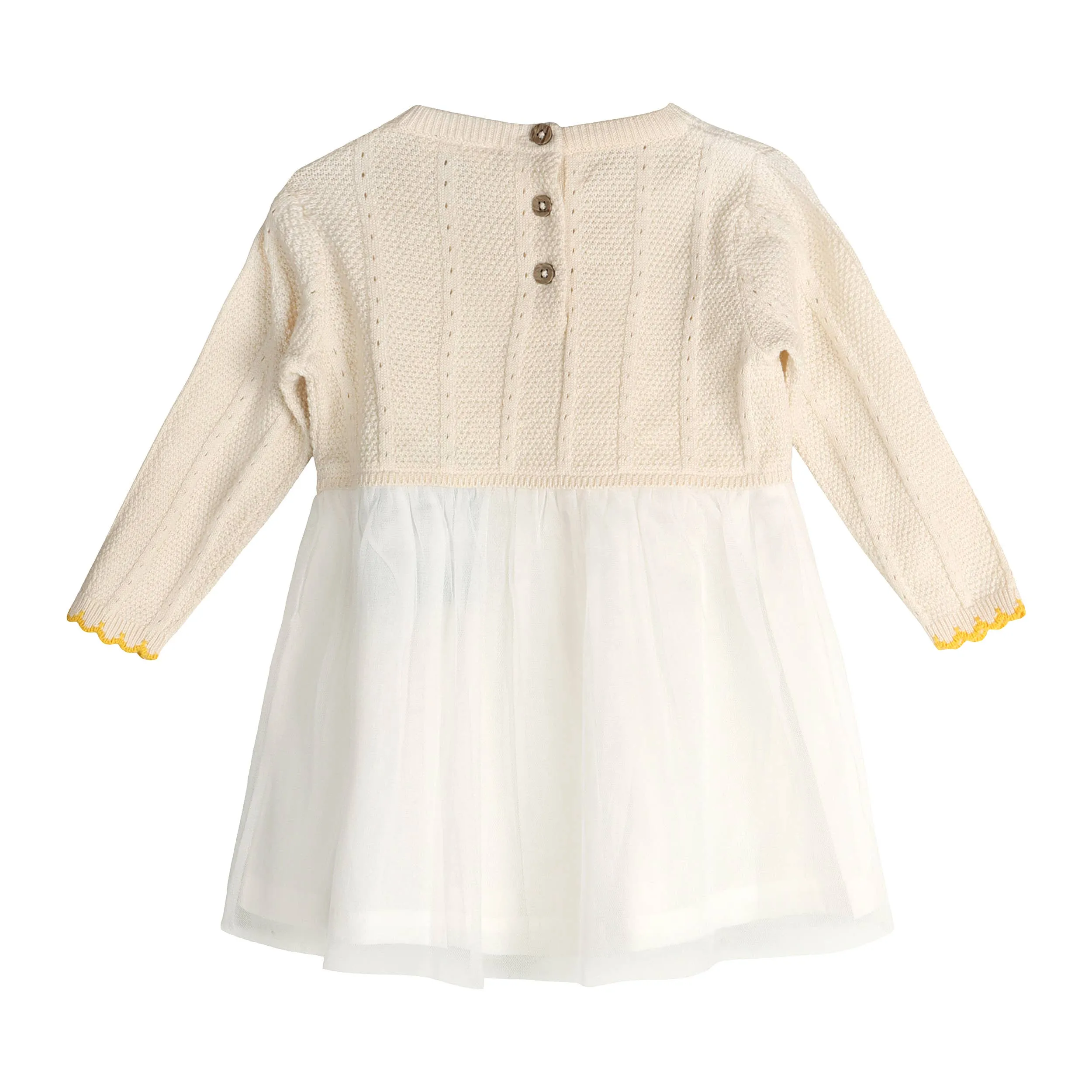 Lemon Embroidered Cable Knit Tutu Baby Dress