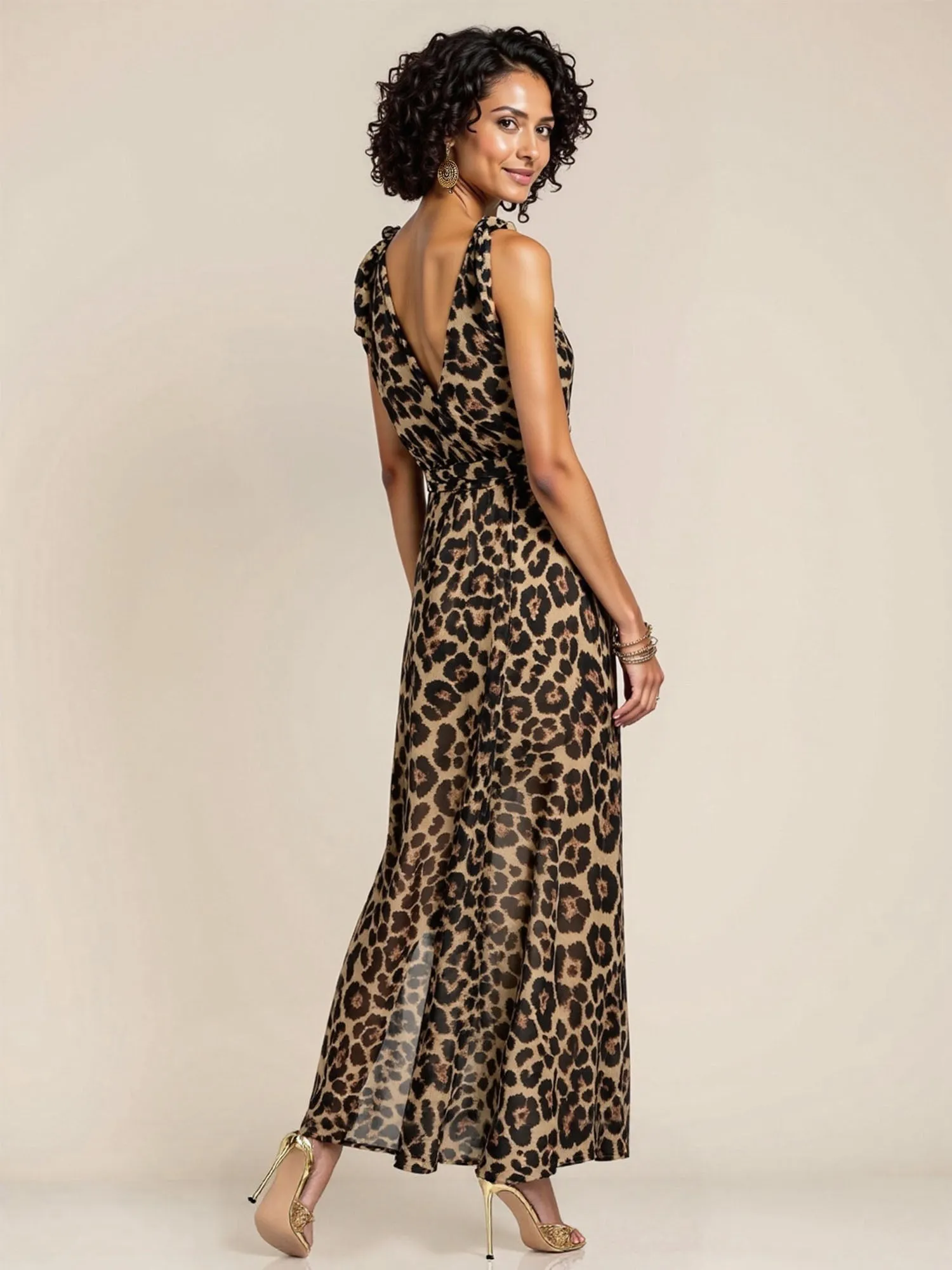 Leopard Sleeveless Maxi Dress