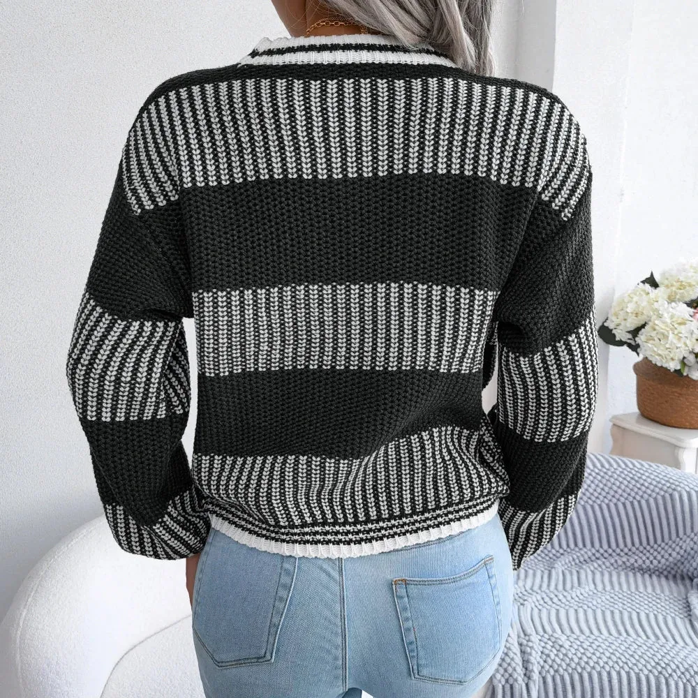 Lila Striped Knitted Pullover