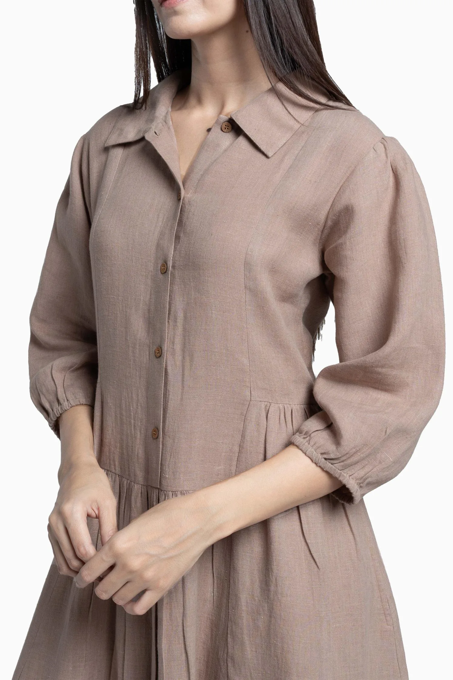 Linen Magnolia Dress-Pacific Blue