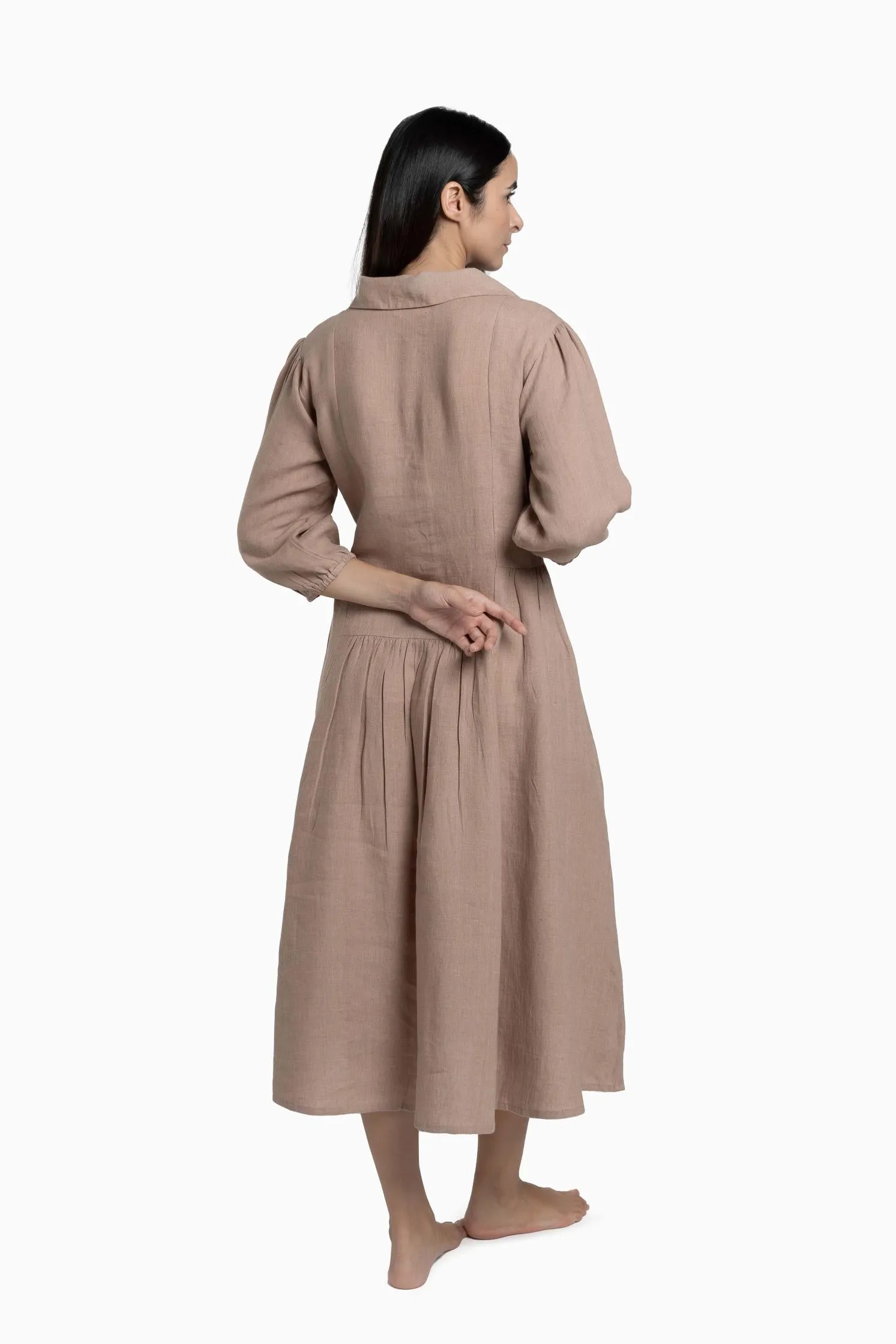 Linen Magnolia Dress-Pacific Blue