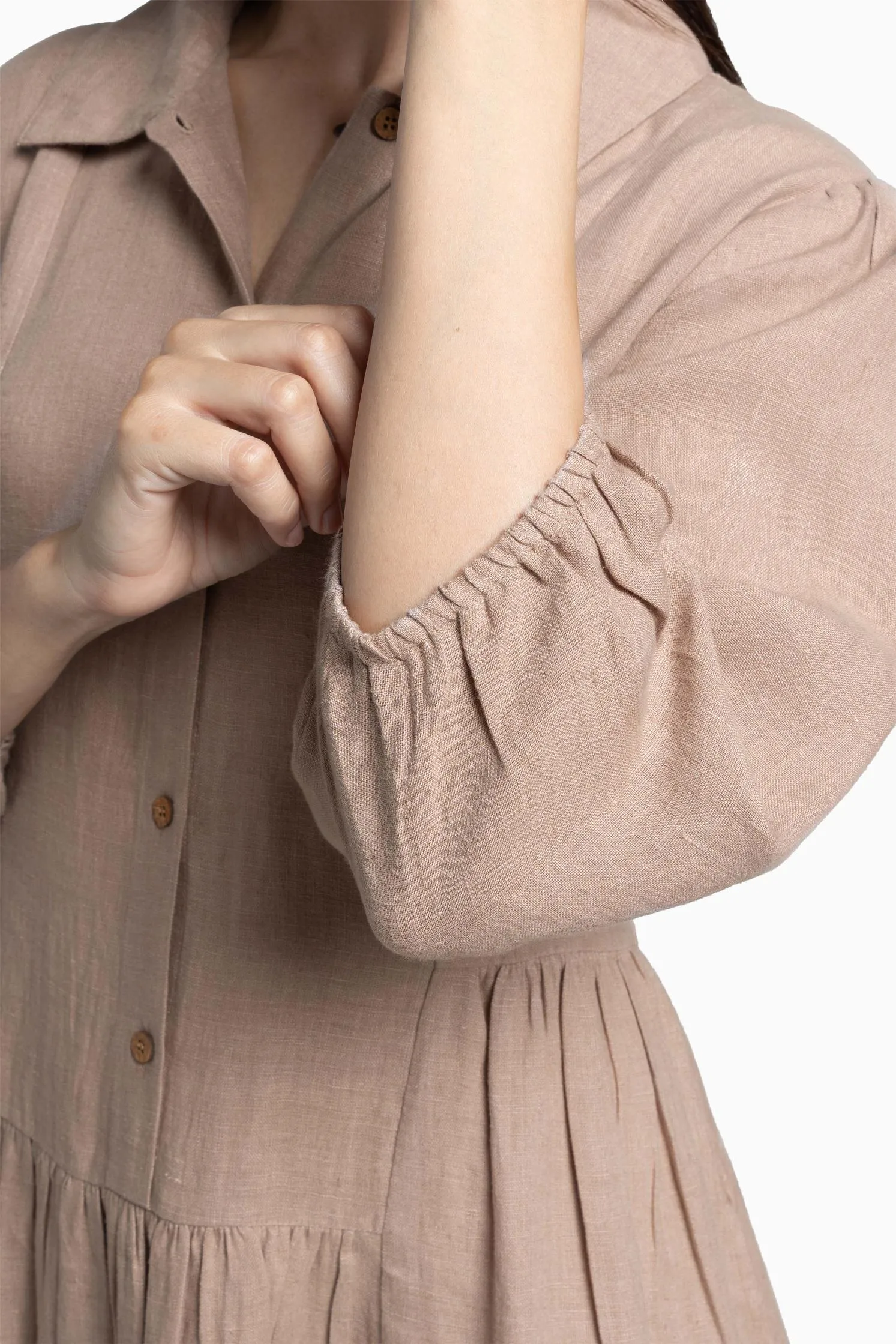 Linen Magnolia Dress-Pacific Blue