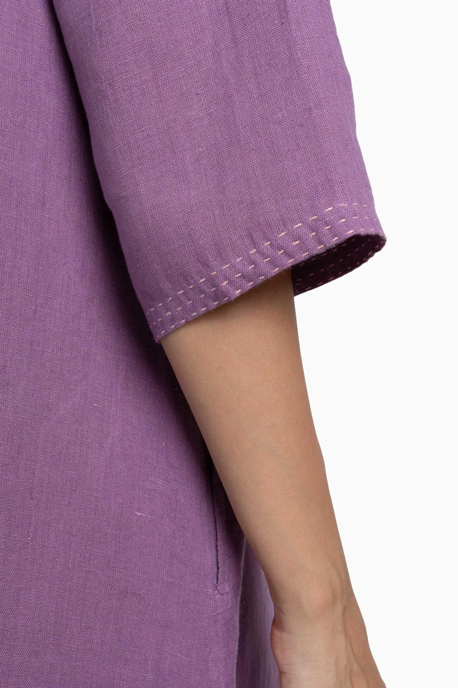 Linen Petunia Shirt Dress-Pacific Blue