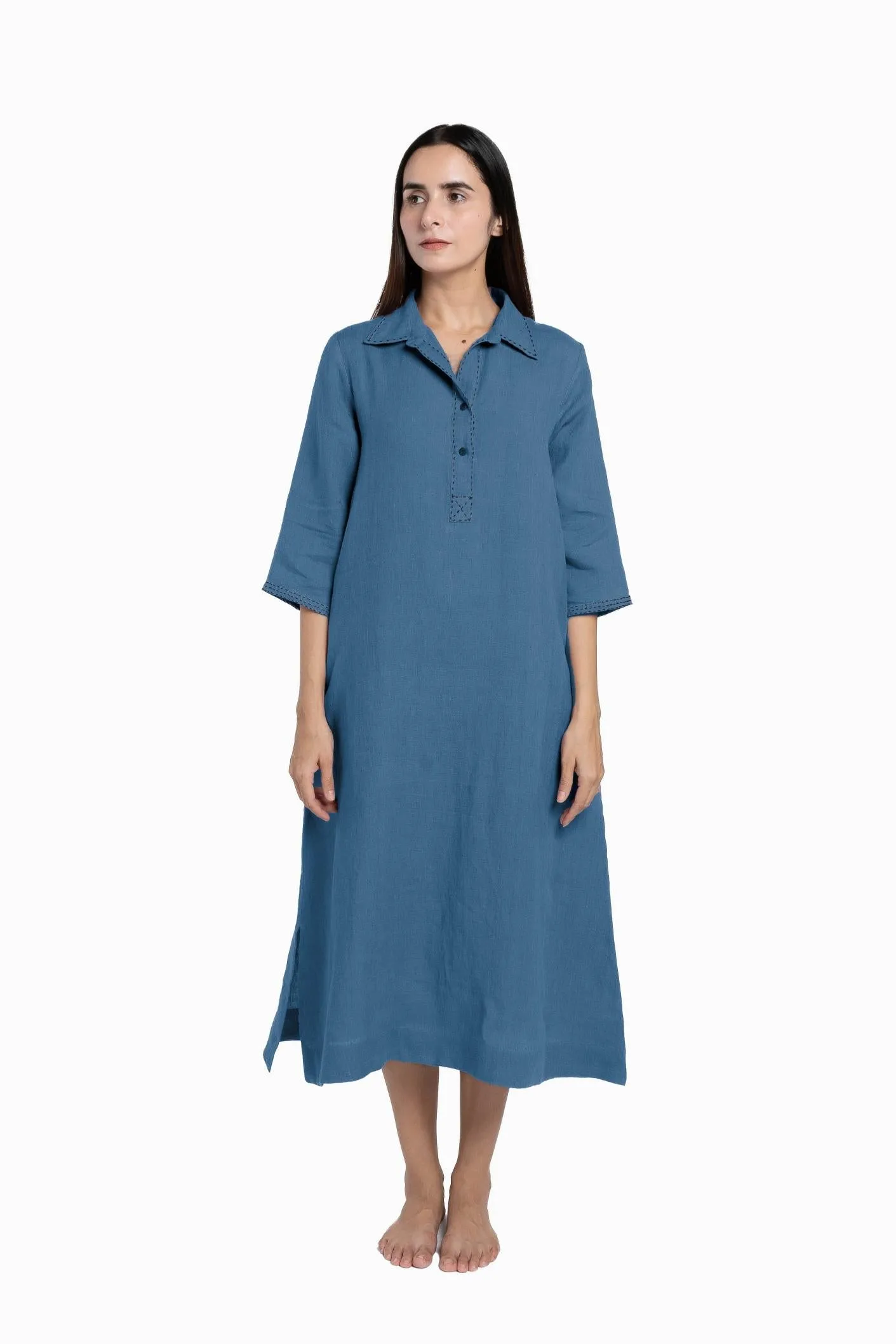 Linen Petunia Shirt Dress-Petal Pink