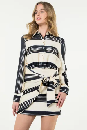 Long Sleeve Striped Midi Dress WCT2626