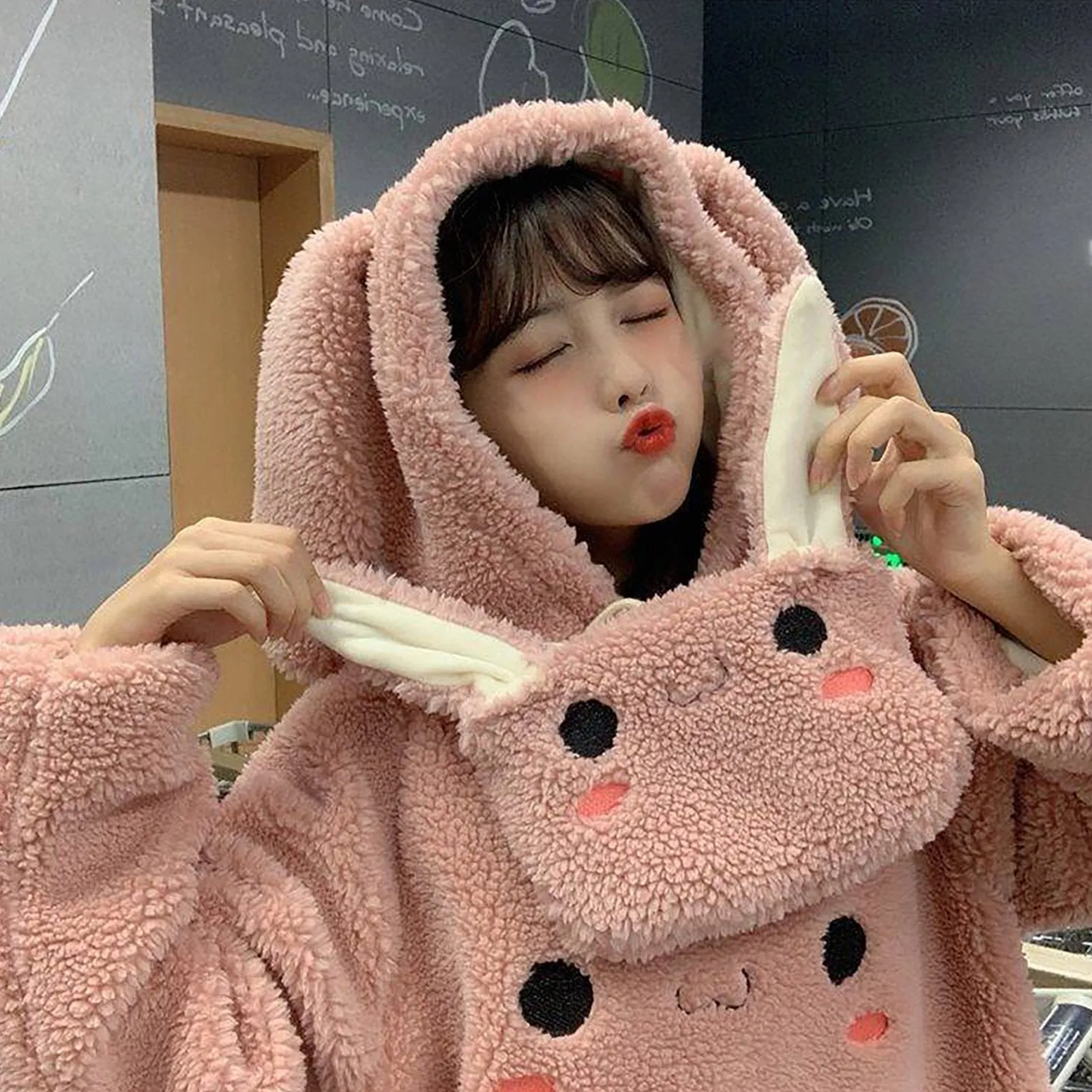 Loose Bunny Ear Hoodies Sweatshirt