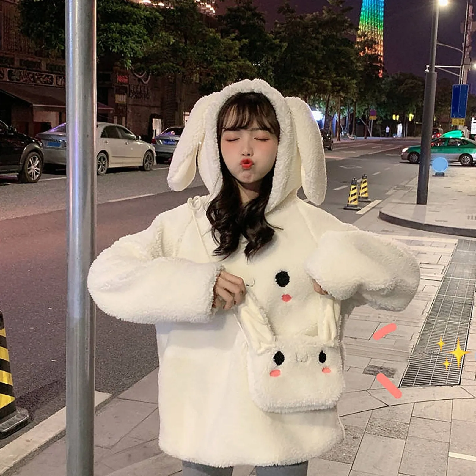Loose Bunny Ear Hoodies Sweatshirt