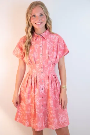 Madeline Washed Floral Denim Dress, Rose