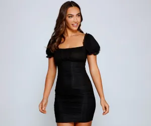 Major Flirt Swiss Charming Dot Ruched Mini Dress