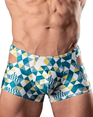 Male Power 141-292 Cut It Out Cut Out Mini Short Blue-green-white