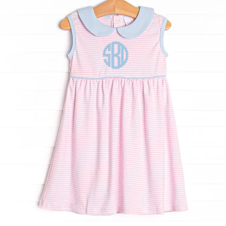 Marcella Pima Dress, Pink and Blue