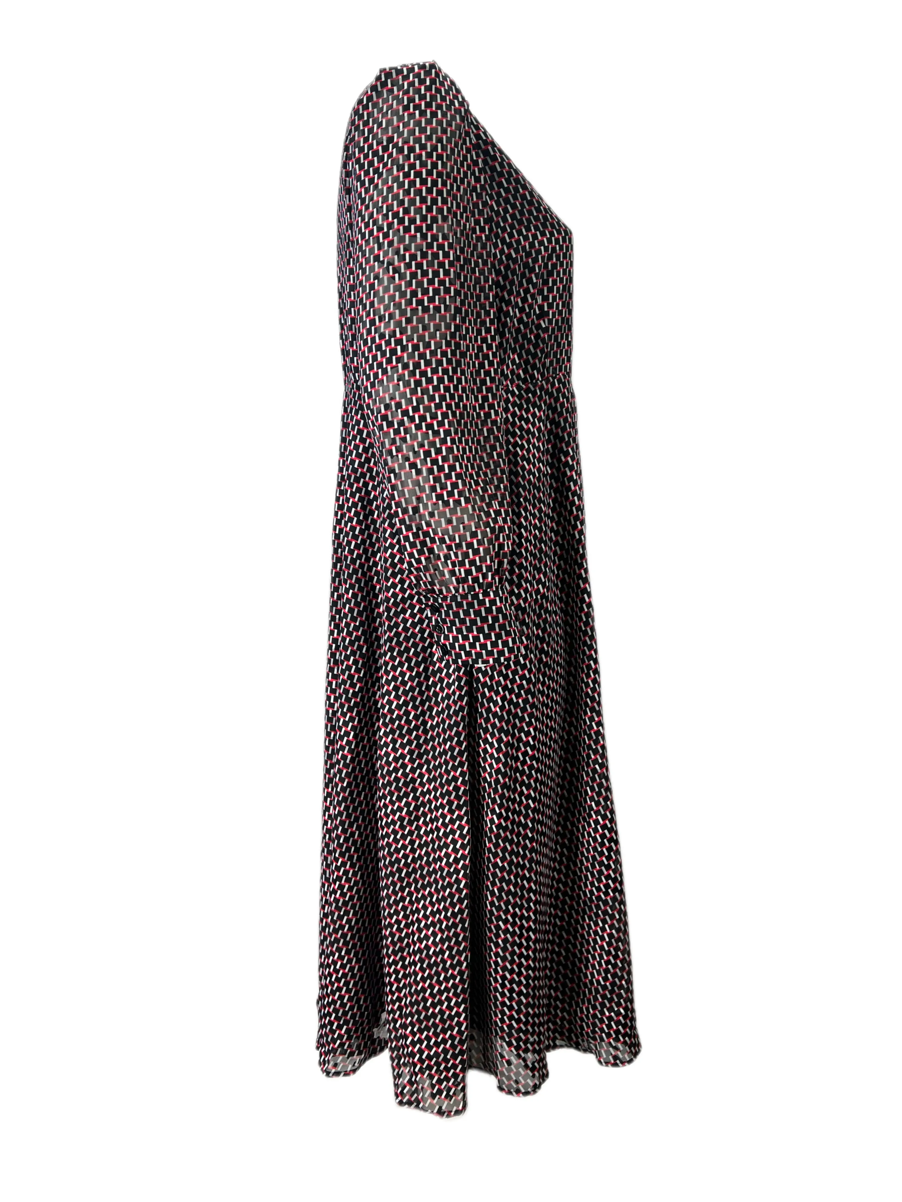 Marina Rinaldi Women's Red Duse Long Sleeve A Line Dress NWT