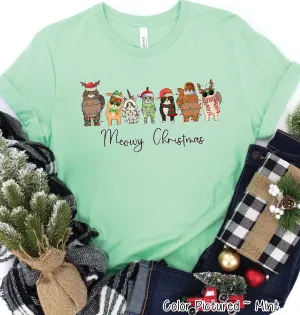 Meowy Christmas Cats wrapped in Lights Tee or Sweatshirt