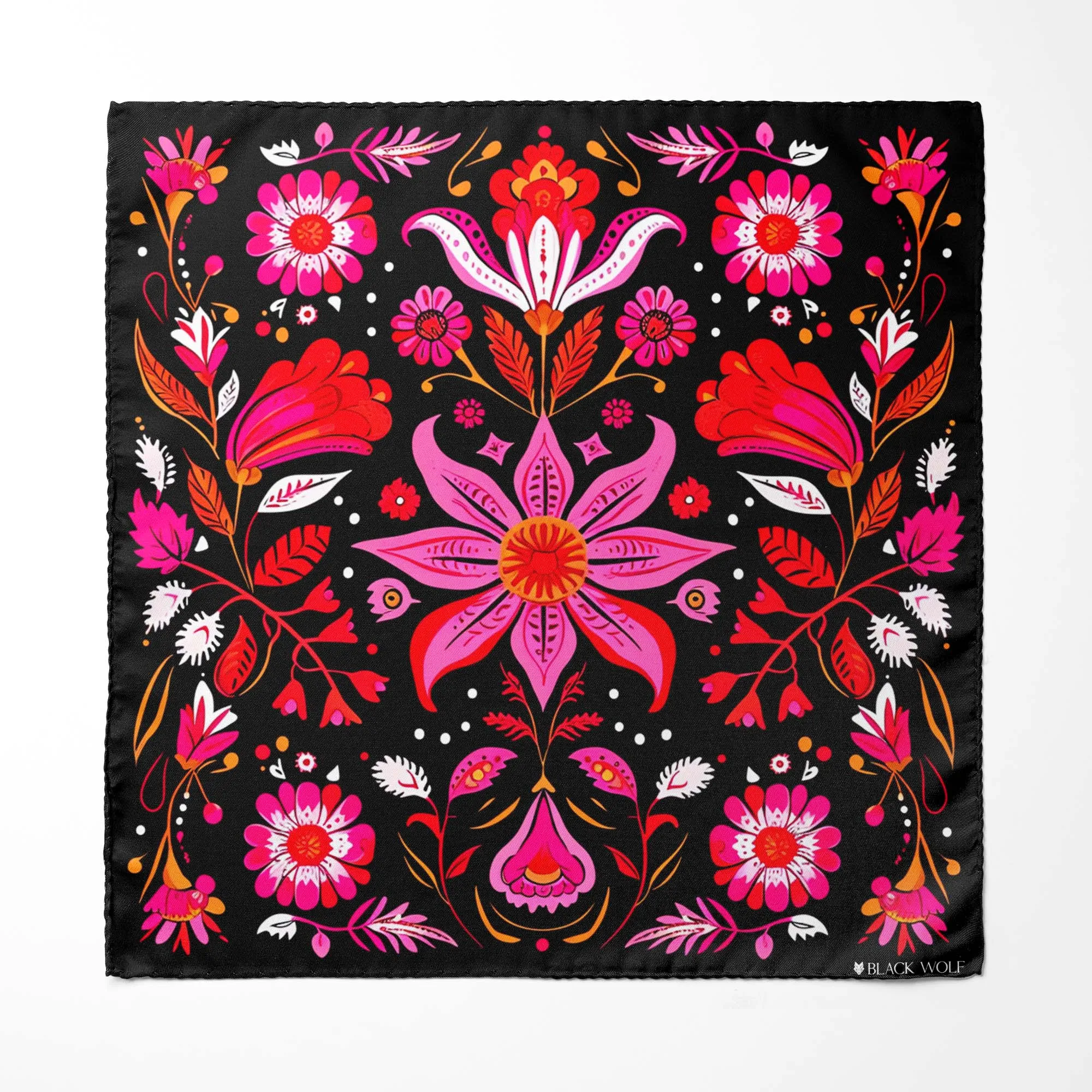 MEXICAN FLOWER SILK POCKET SQUARE