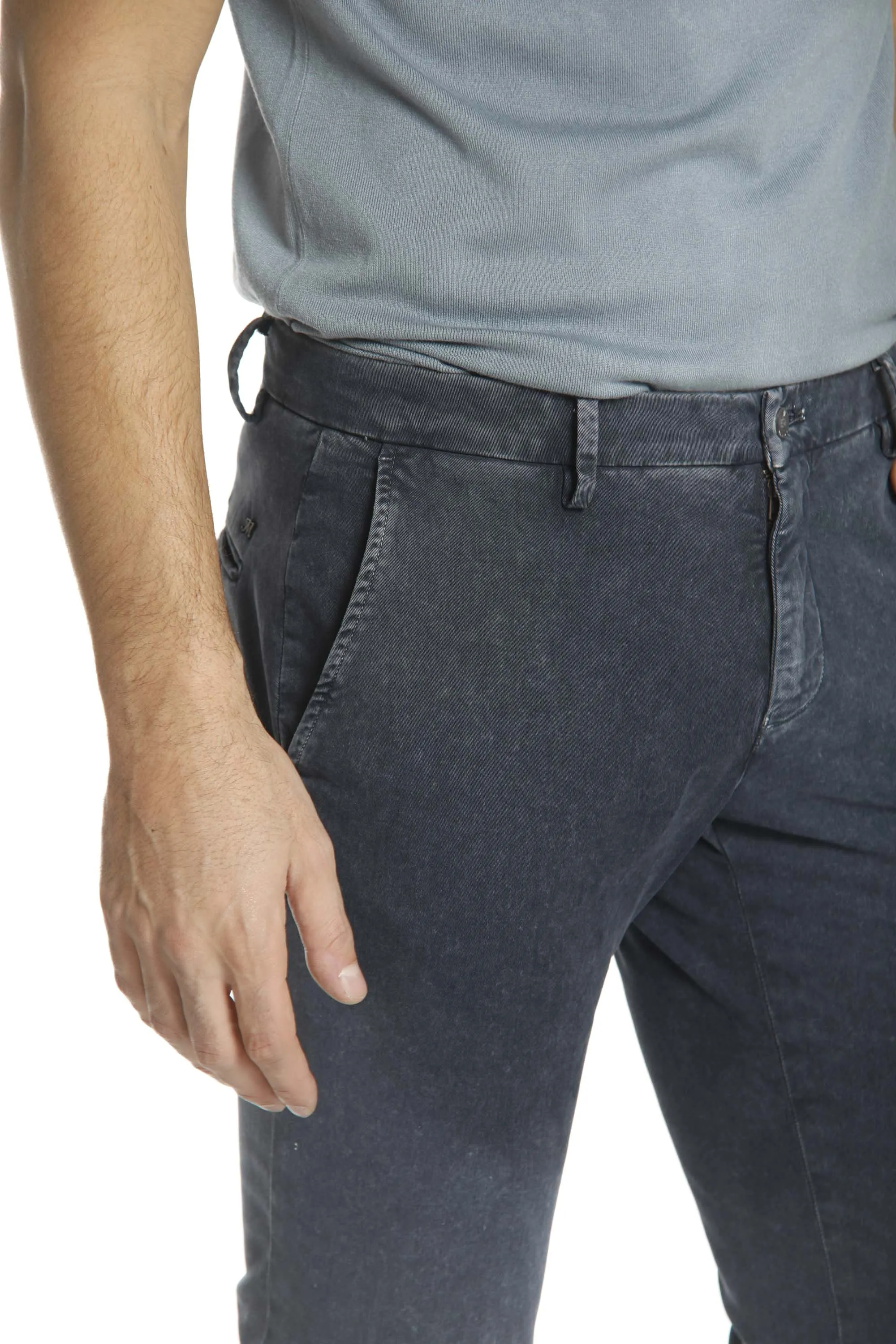 Milano Style Essential man chino pant in gabardine and modal stretch extra slim fit Special Washing 
