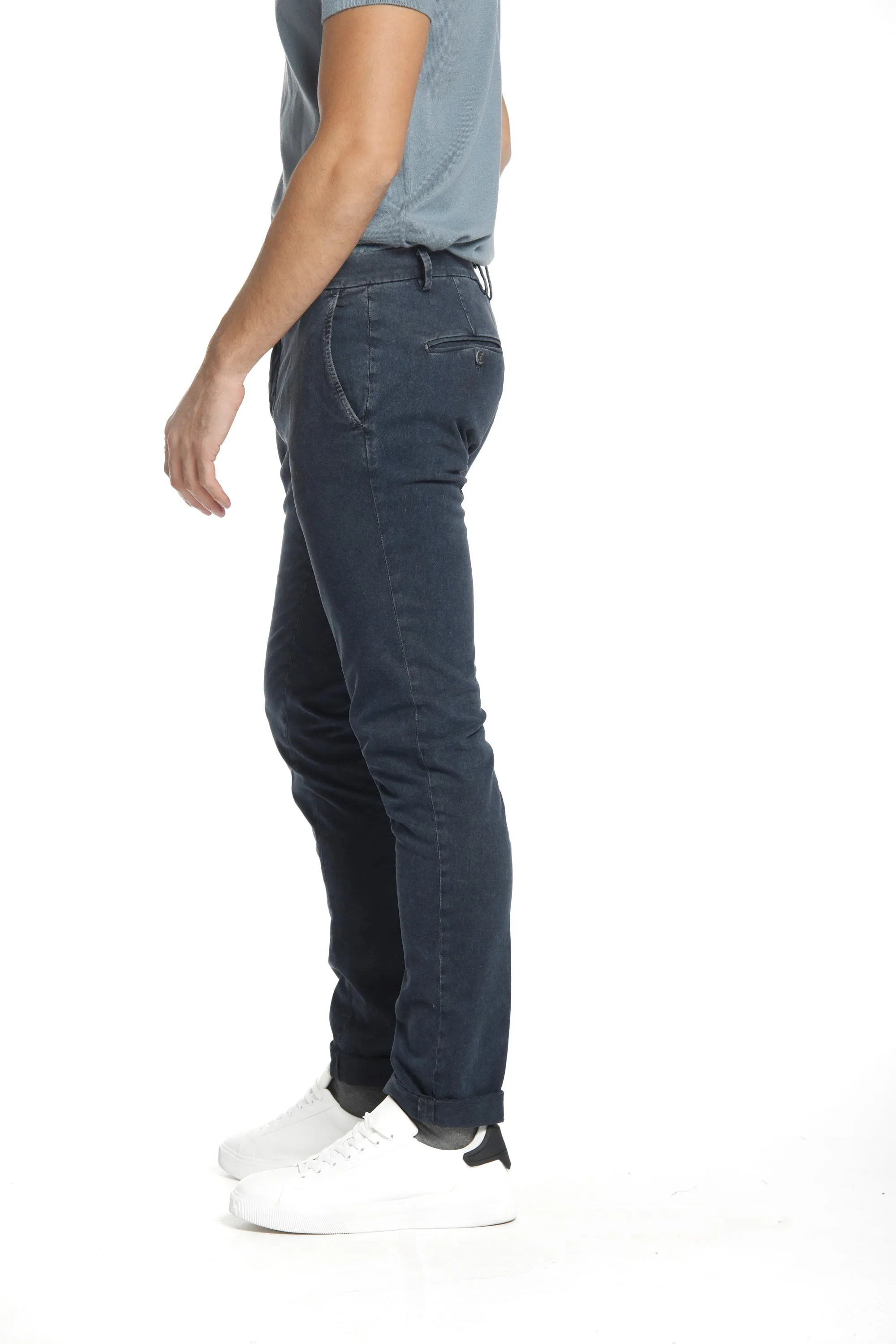 Milano Style Essential man chino pant in gabardine and modal stretch extra slim fit Special Washing 