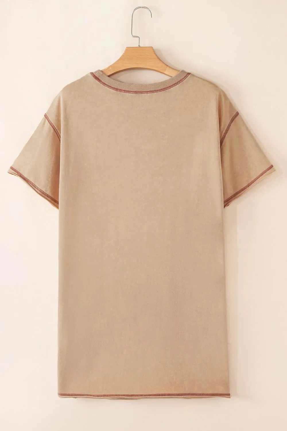 Mineral Wash Stud Beaded Star Pocketed T Shirt Dress