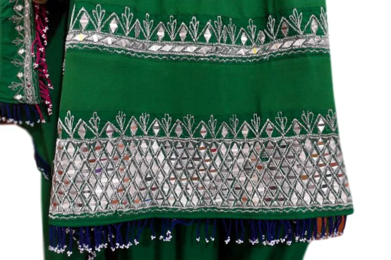 Mirrors Work Afghan Bridal Green Dress