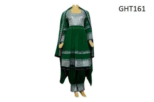 Mirrors Work Afghan Bridal Green Dress