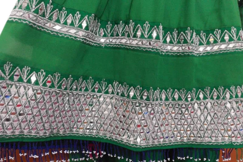 Mirrors Work Afghan Bridal Green Dress