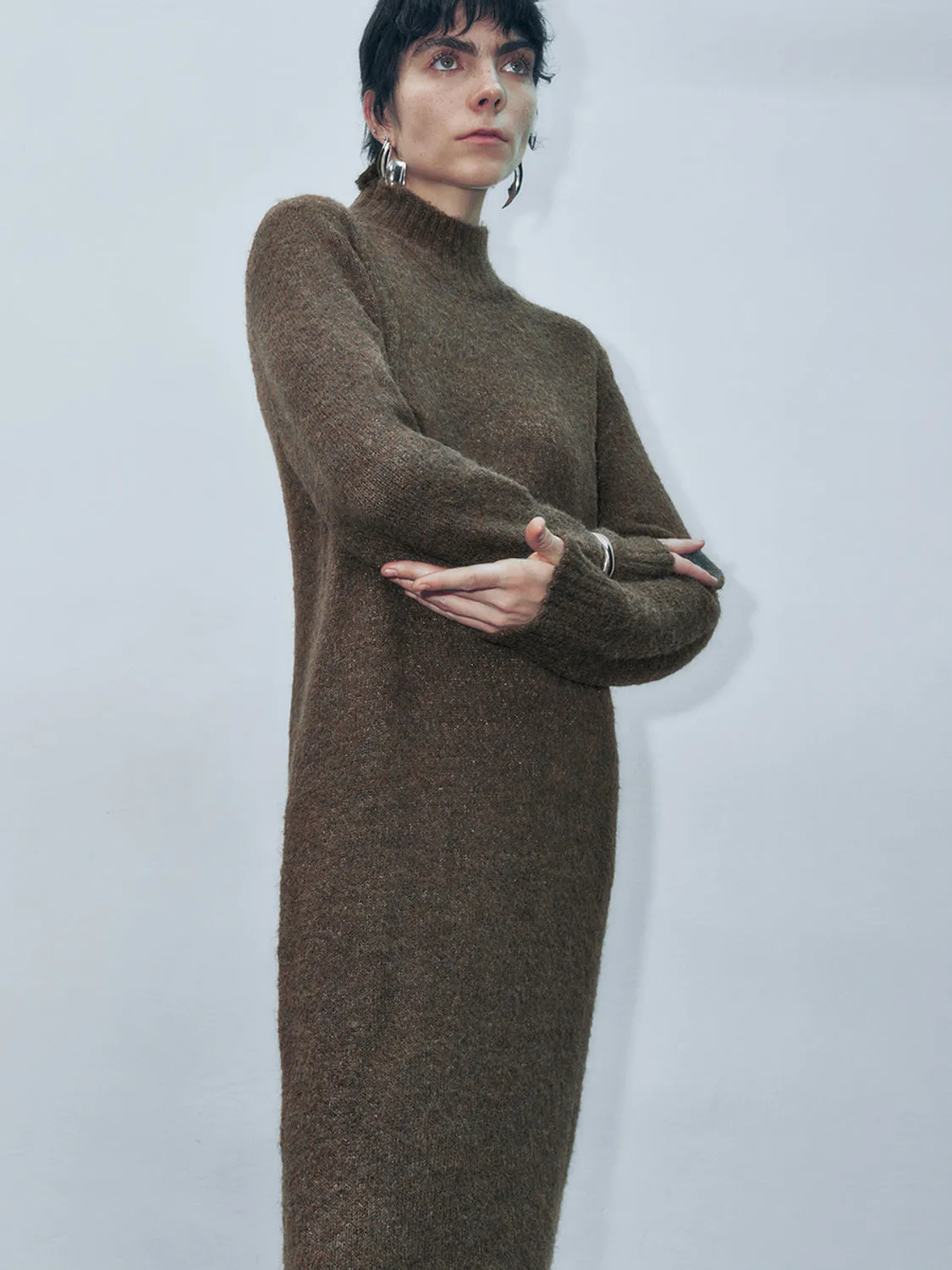 Mock Neck Knitted Dresses