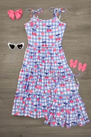 Mom & Me - Gingham Cherry Heart Dress