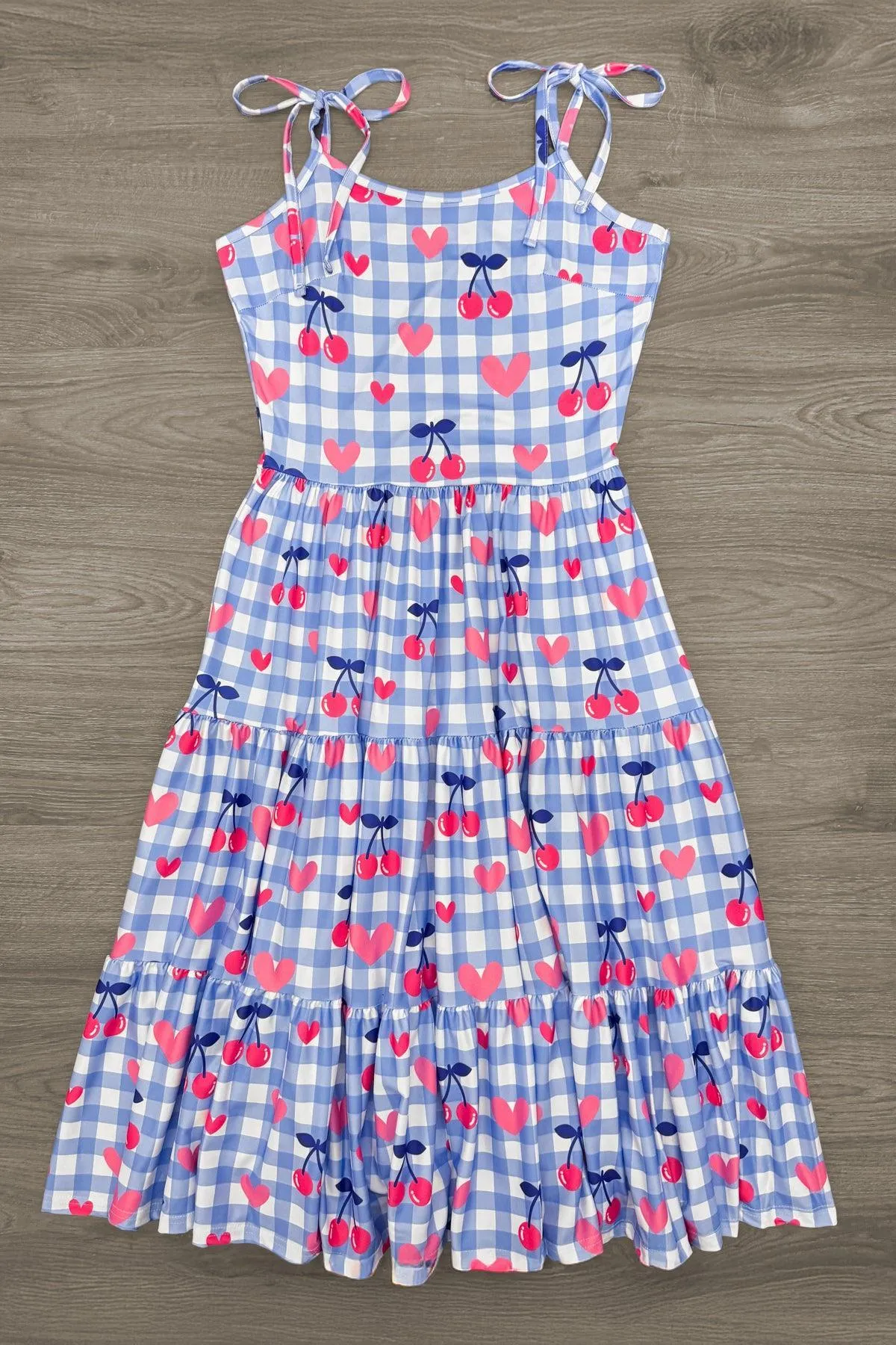 Mom & Me - Gingham Cherry Heart Dress
