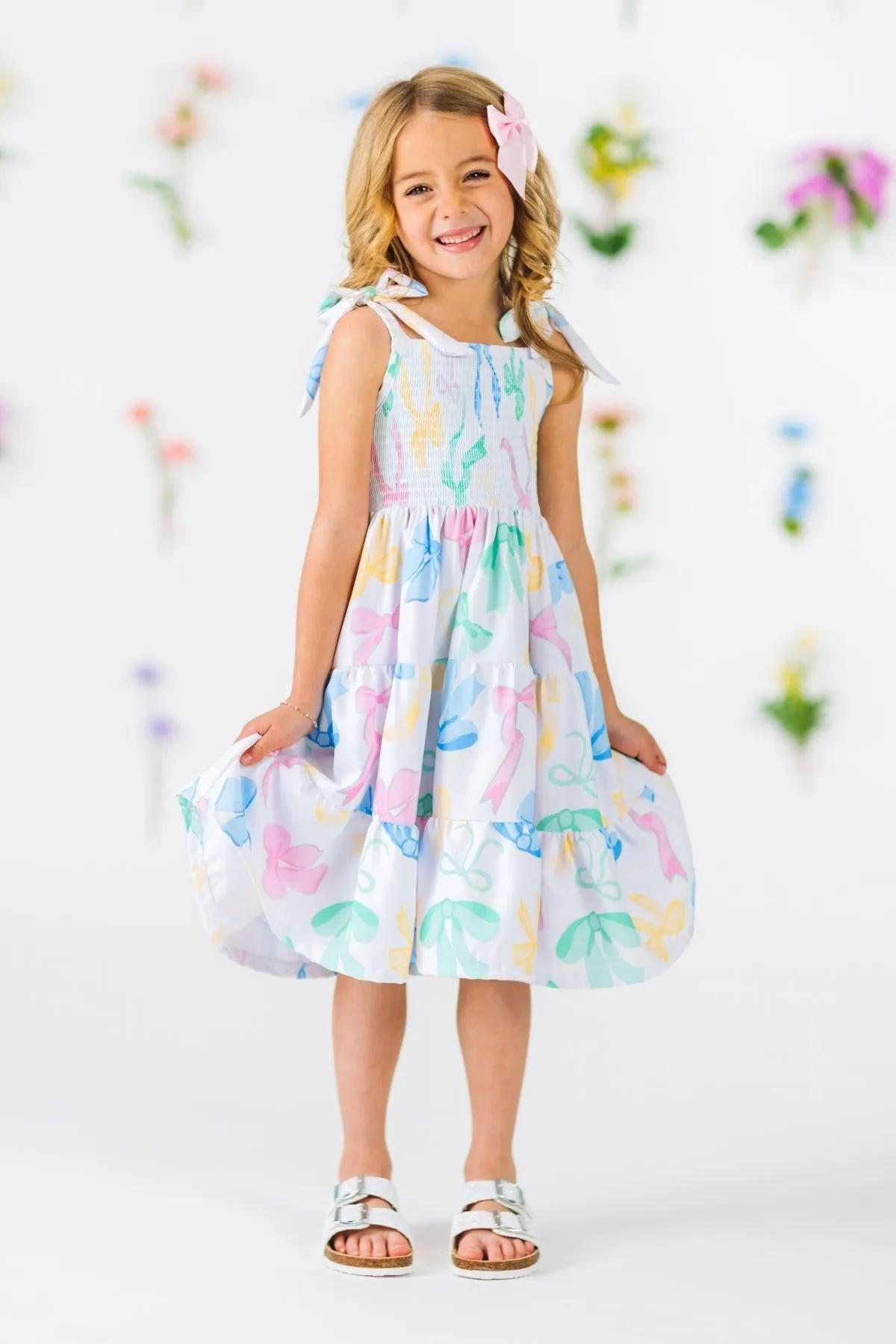 Mom & Me - Pastel Bows Ruffle Dress
