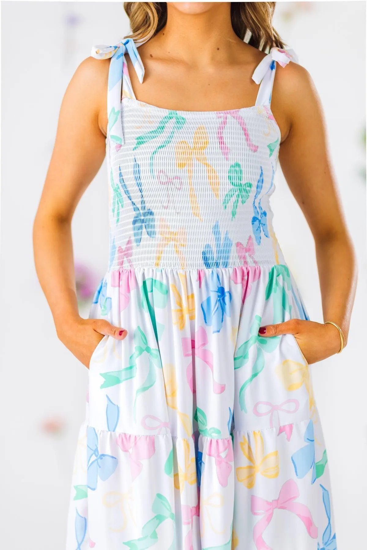 Mom & Me - Pastel Bows Ruffle Dress
